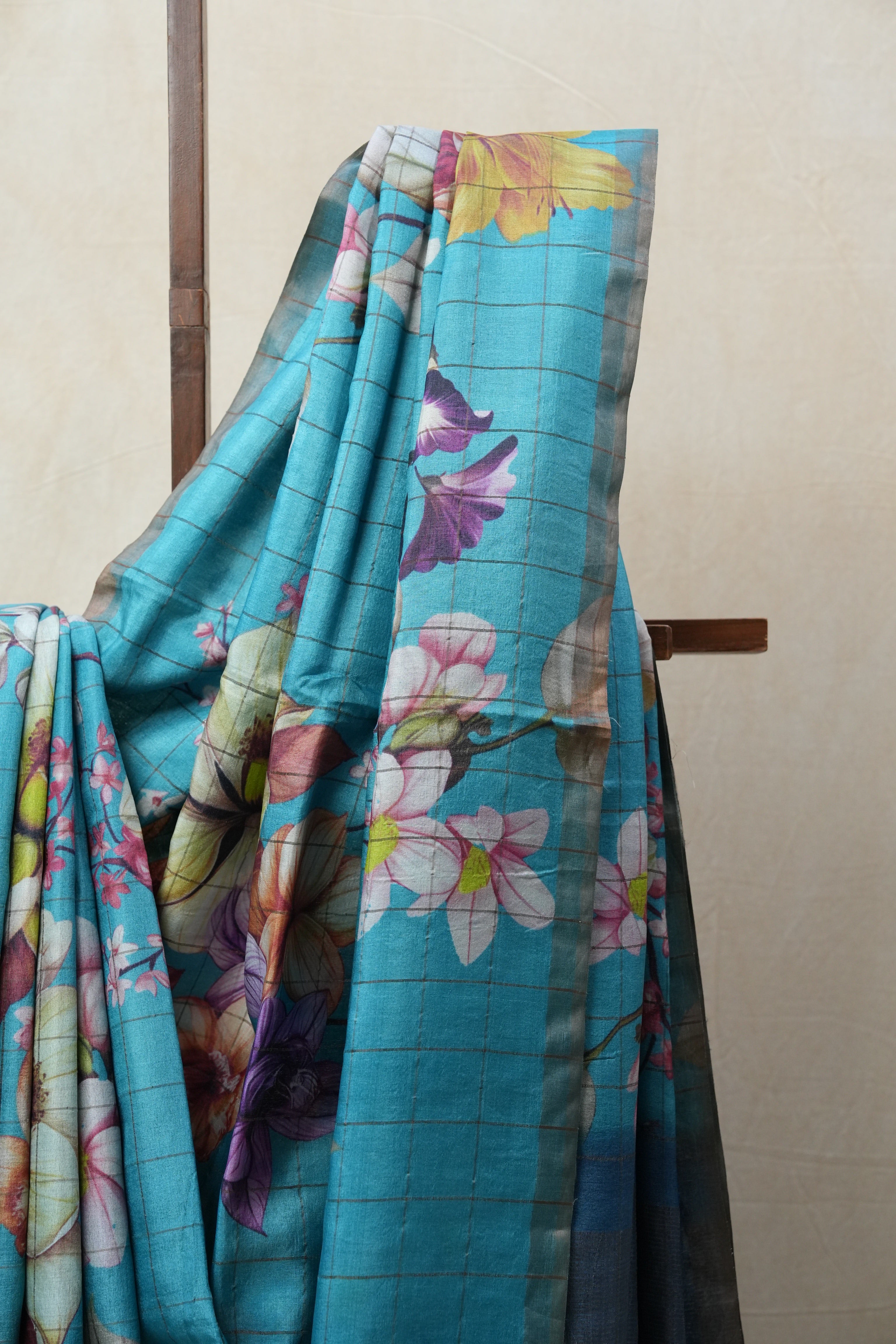 Blue Tussar Silk Saree - SRBTSS1355