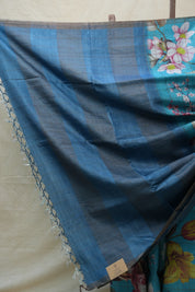 Blue Tussar Silk Saree - SRBTSS1355