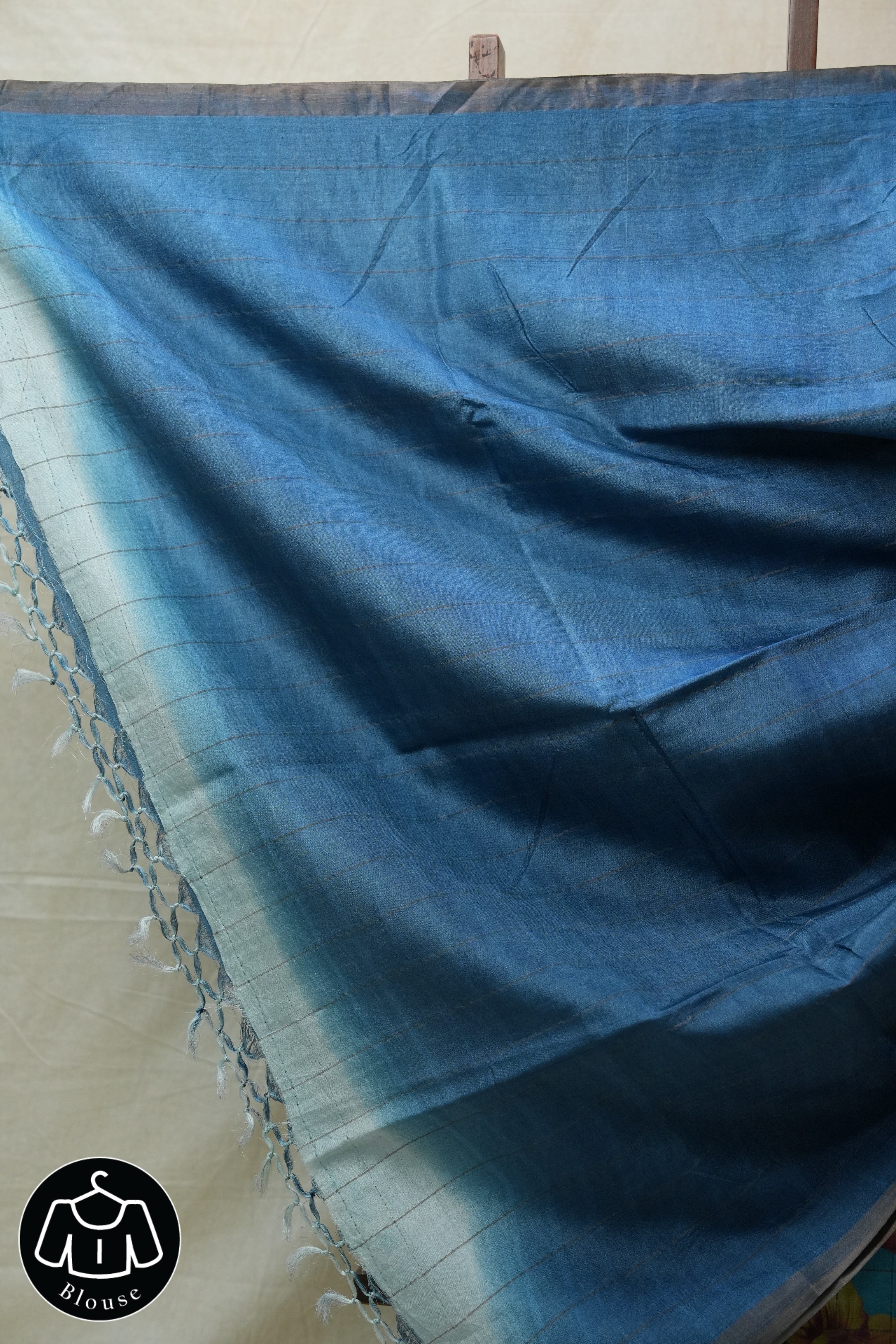 Blue Tussar Silk Saree - SRBTSS1355