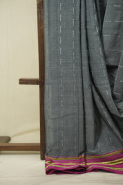 Grey Cotton IIkal Saree - SRGCIS1090