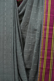 Grey Cotton IIkal Saree - SRGCIS1090