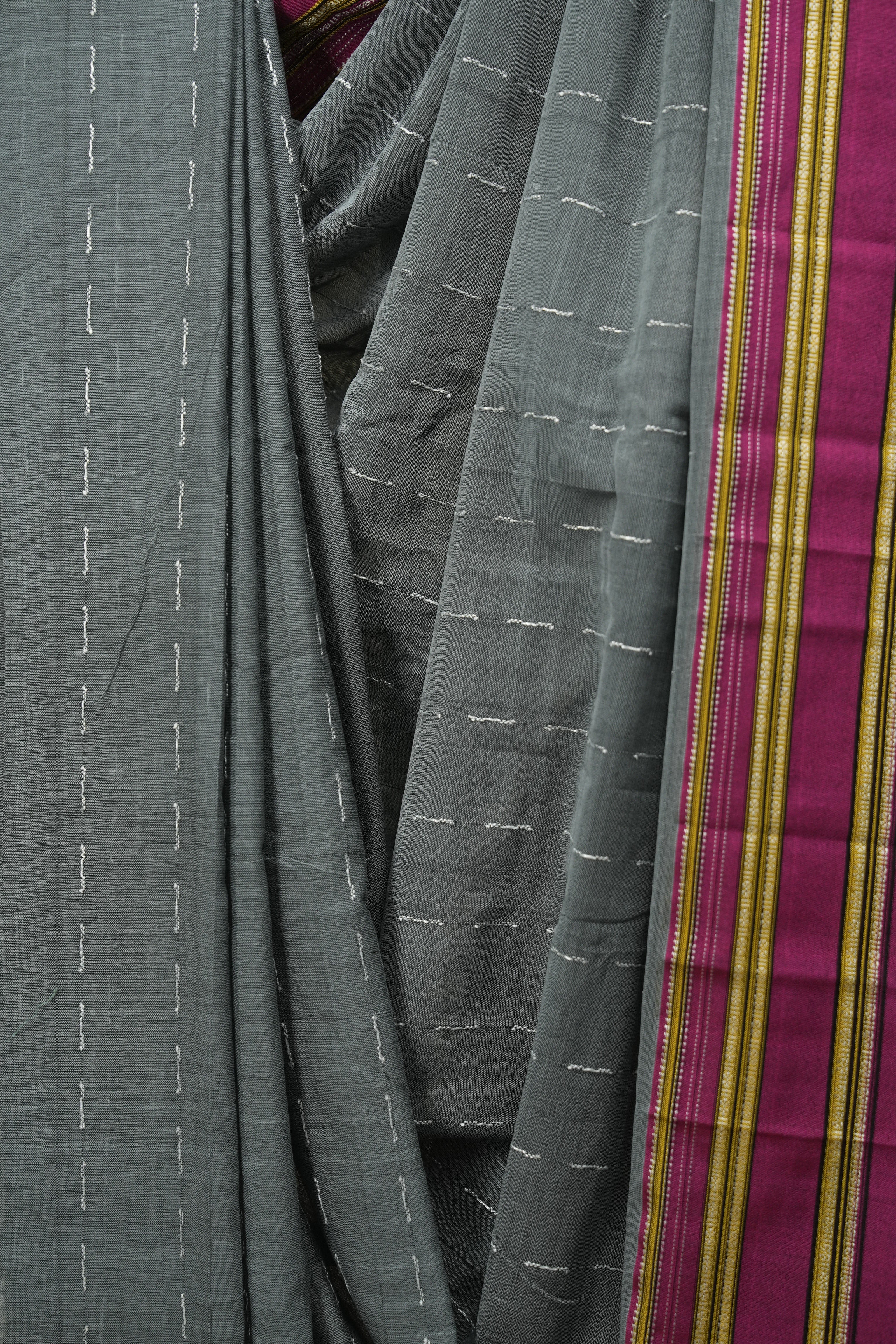 Grey Cotton IIkal Saree - SRGCIS1090