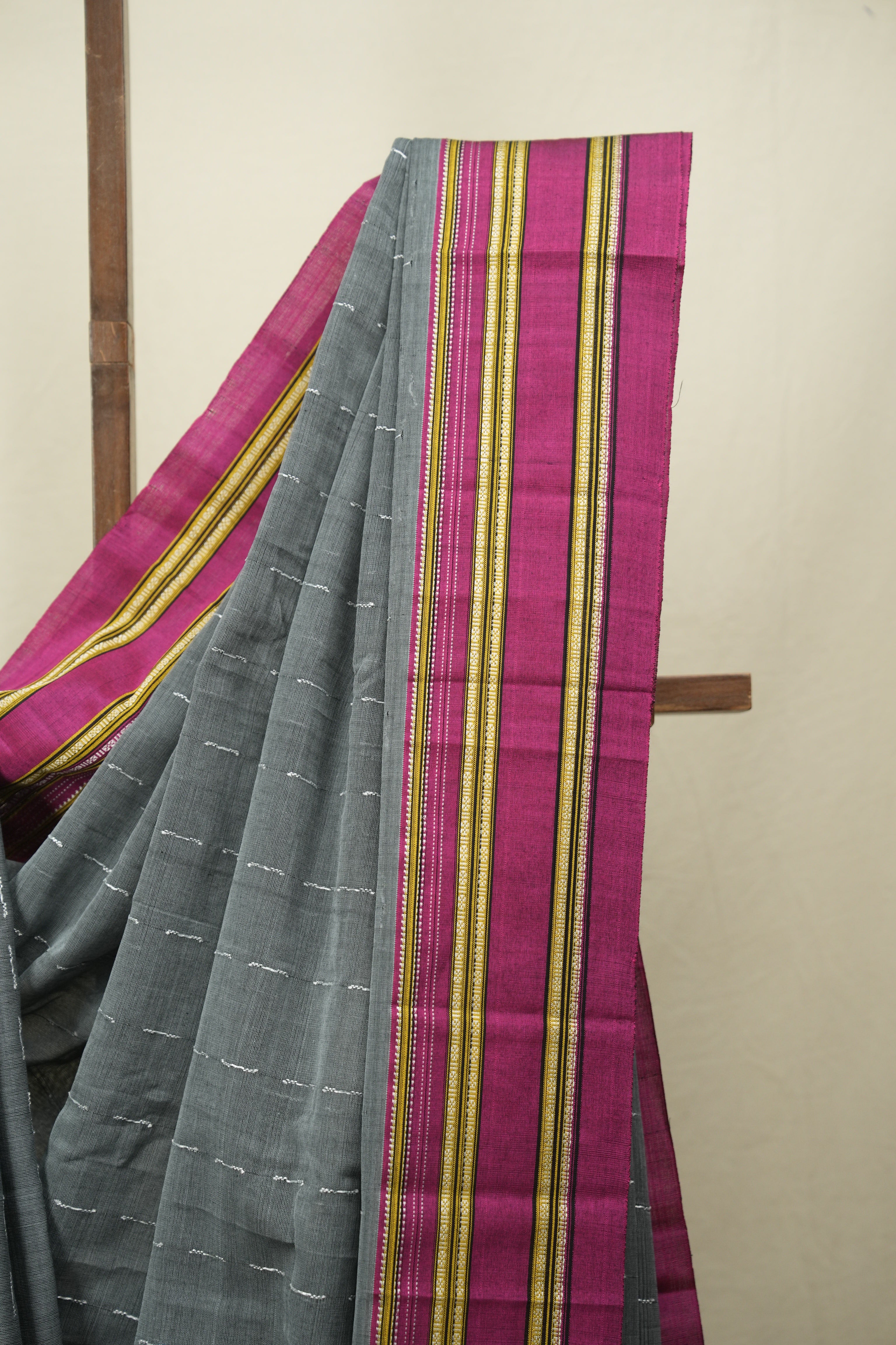 Grey Cotton IIkal Saree - SRGCIS1090