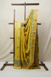 Yellow Tussar Silk Saree - SRYTSS1386
