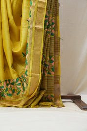 Yellow Tussar Silk Saree - SRYTSS1386