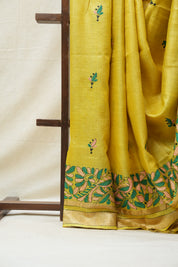 Yellow Tussar Silk Saree - SRYTSS1386