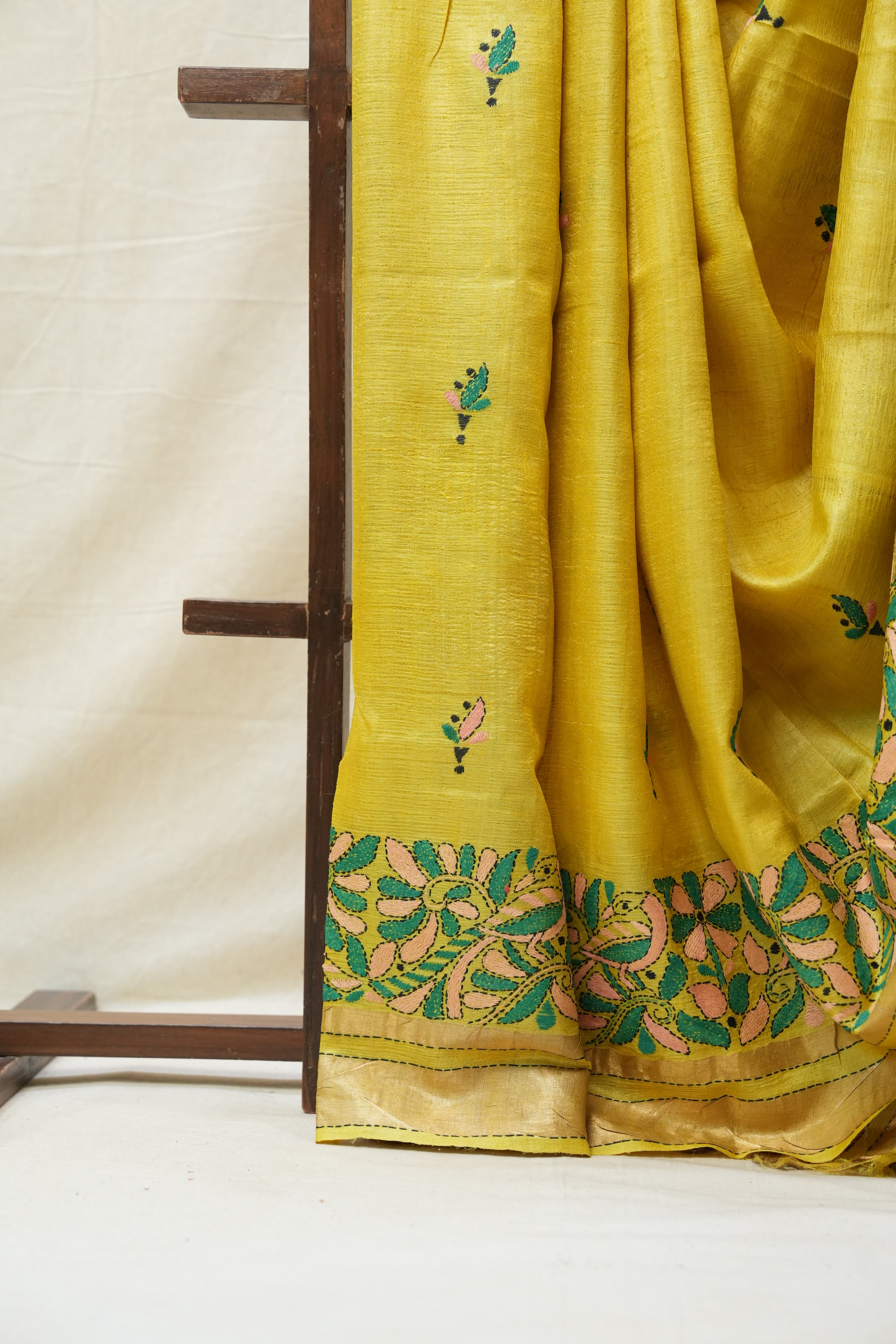 Yellow Tussar Silk Saree - SRYTSS1386