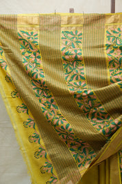 Yellow Tussar Silk Saree - SRYTSS1386