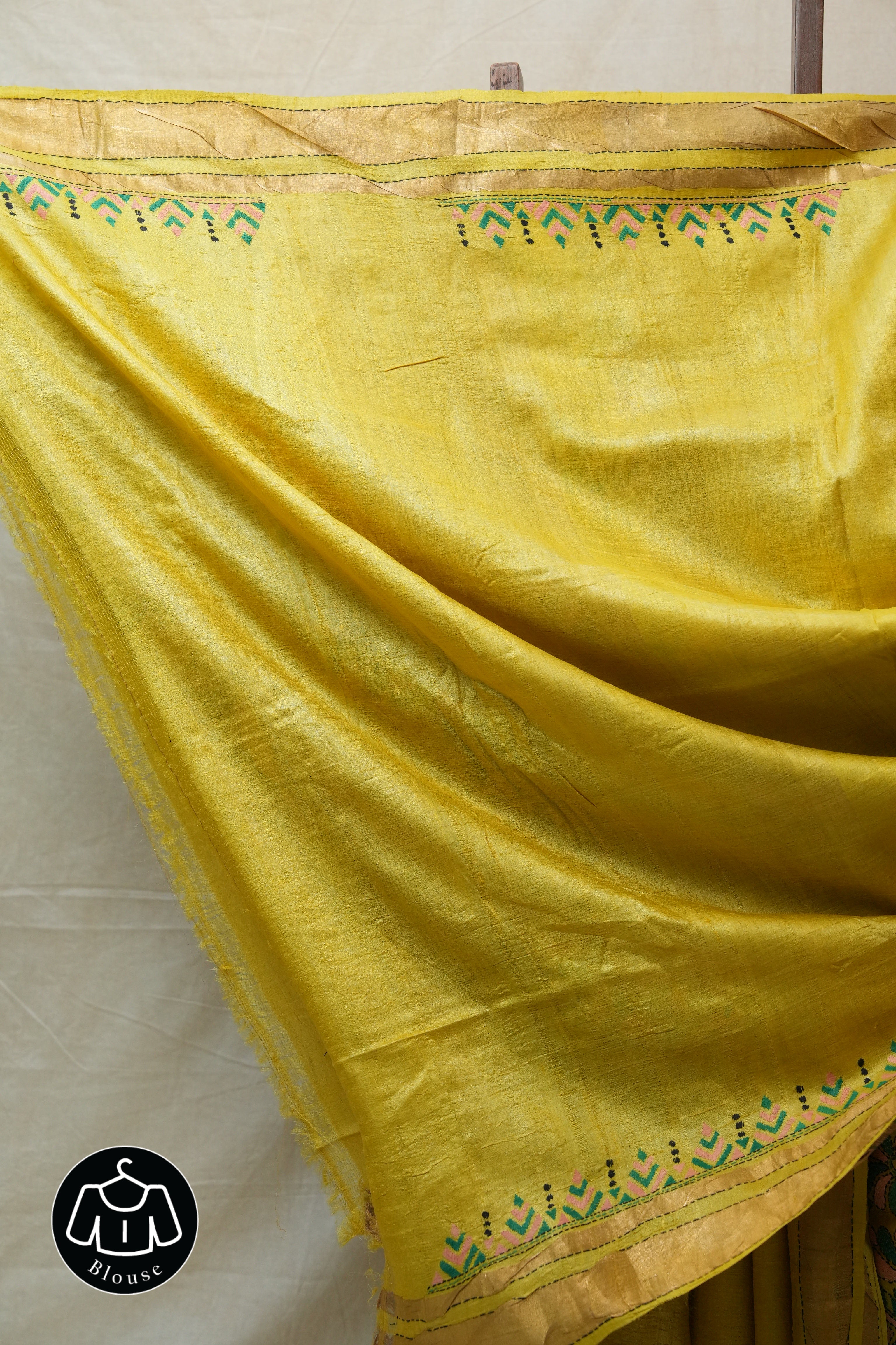 Yellow Tussar Silk Saree - SRYTSS1386