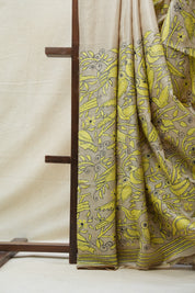 Beige Tussar Silk Saree - SRBTSS1394