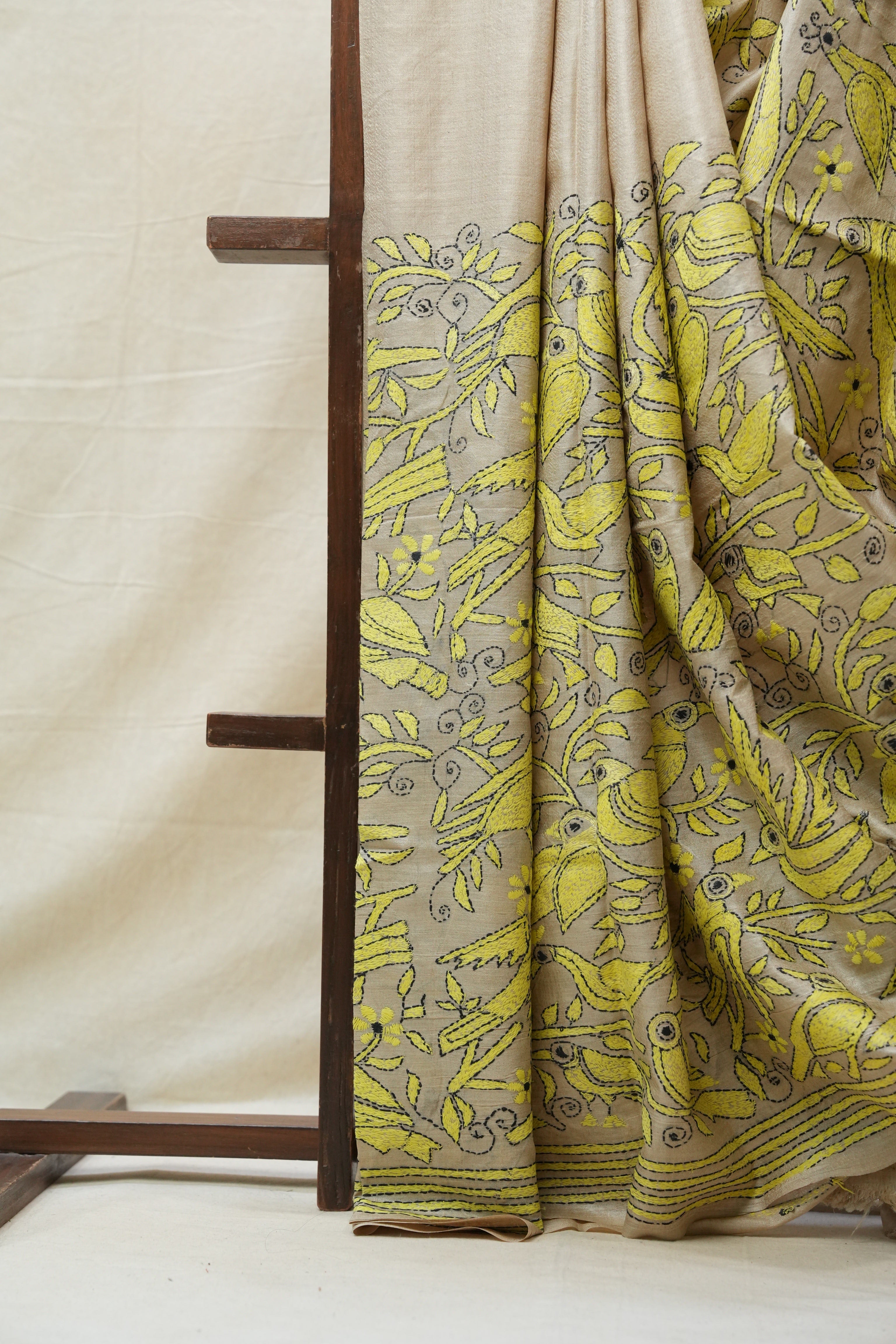 Beige Tussar Silk Saree - SRBTSS1394