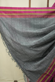 Grey Cotton IIkal Saree - SRGCIS1090
