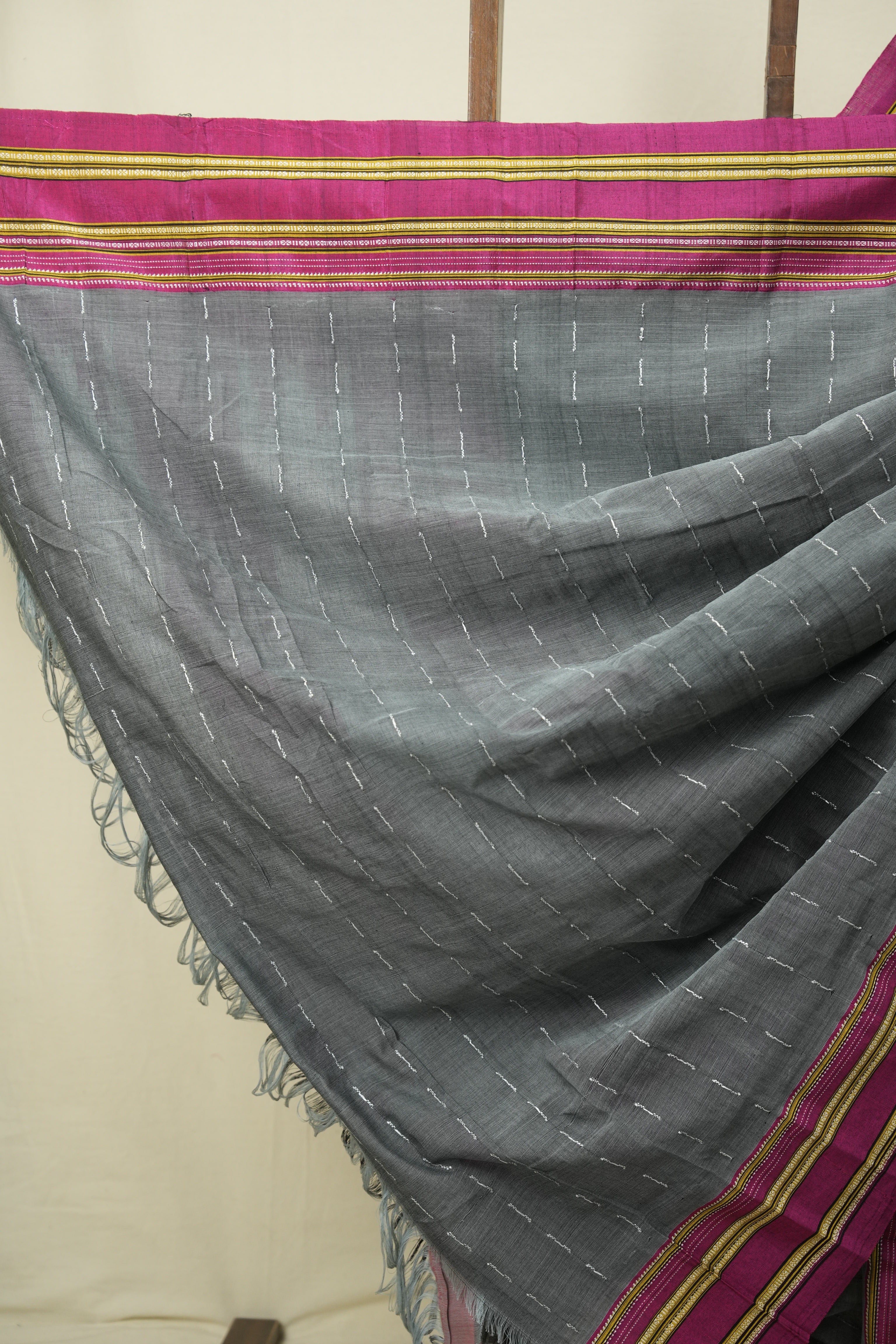 Grey Cotton IIkal Saree - SRGCIS1090