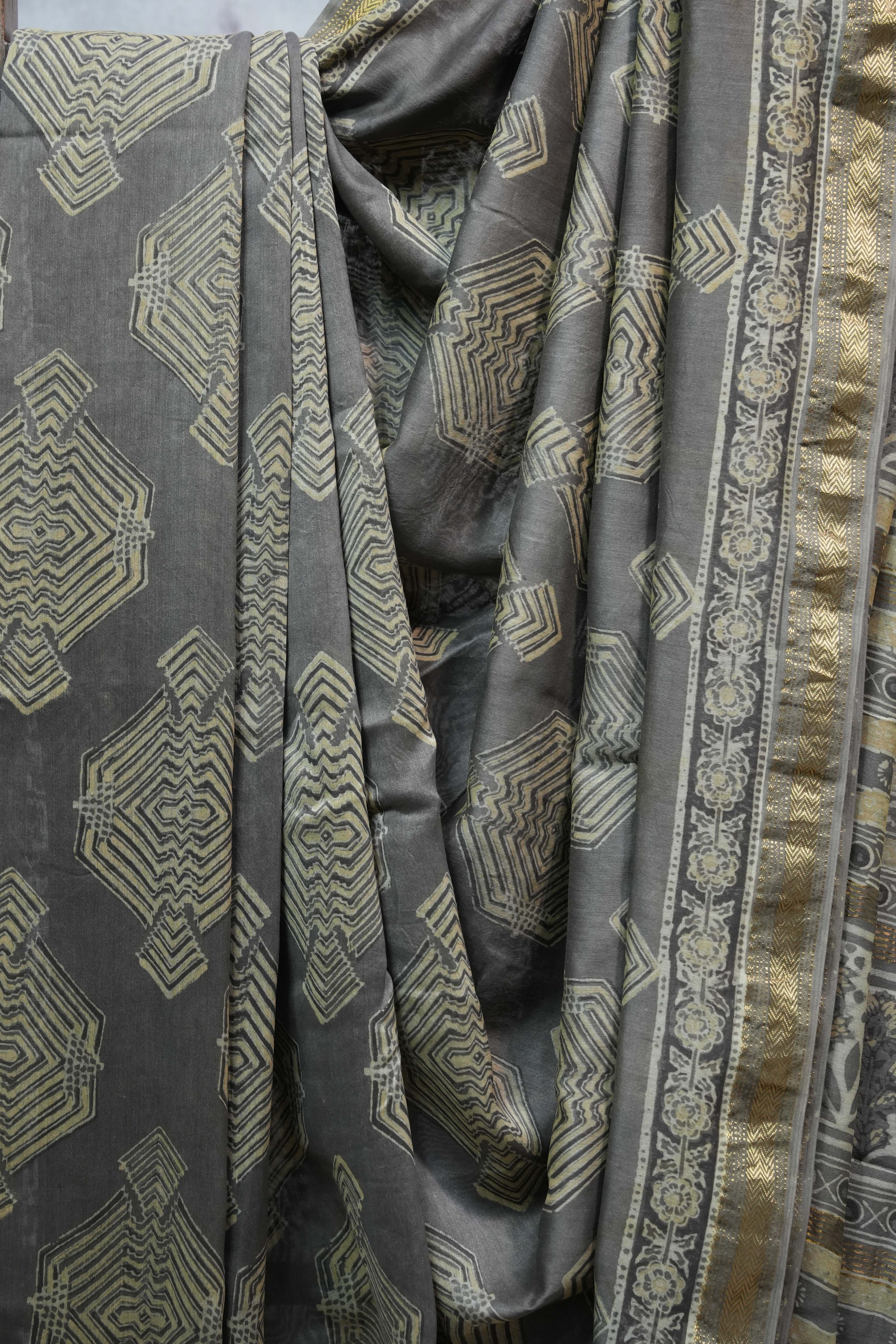Kashish HBP Chanderi Cotton Silk Saree With Maheshwari Border - SRKCSS1183