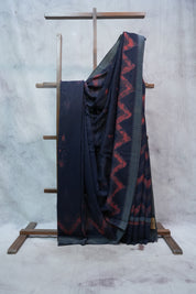 Dark Purple HBP Chanderi Cotton Silk Saree With Ghicha Border - SRDPCSS1187