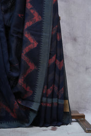 Dark Purple HBP Chanderi Cotton Silk Saree With Ghicha Border - SRDPCSS1187