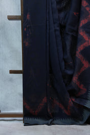 Dark Purple HBP Chanderi Cotton Silk Saree With Ghicha Border - SRDPCSS1187