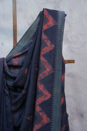 Dark Purple HBP Chanderi Cotton Silk Saree With Ghicha Border - SRDPCSS1187