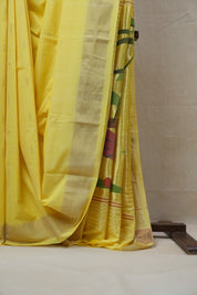 Yellow Cotton Paithani Saree - SRYCPS523