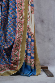 Blue HBP Chanderi Cotton Silk Saree With Ghicha Border - SRBCSS1189