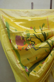 Yellow Cotton Paithani Saree - SRYCPS523