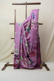Pink Tussar Silk Saree - SRPTSS1359