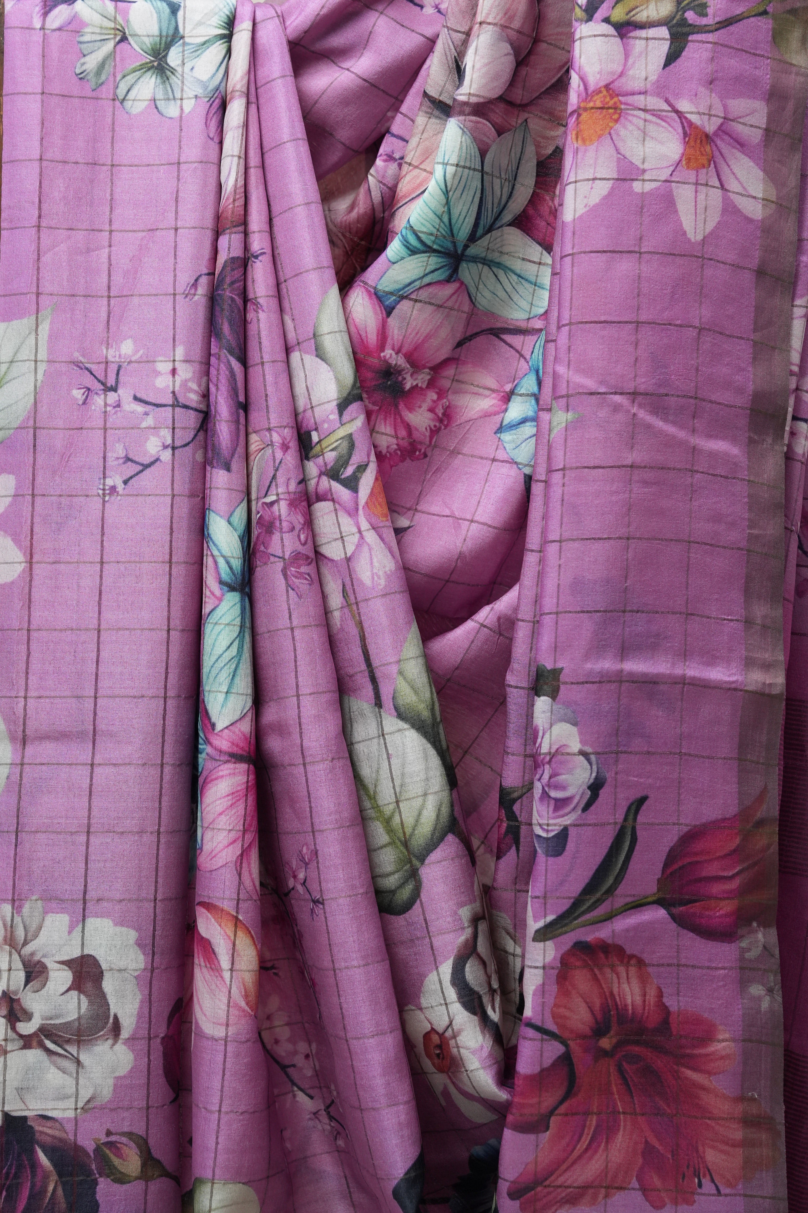 Pink Tussar Silk Saree - SRPTSS1359
