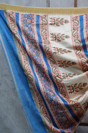 Blue HBP Chanderi Cotton Silk Saree With Ghicha Border - SRBCSS1189