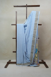 Sky Blue Cotton Paithani Saree - SRSBCPS530
