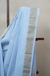 Sky Blue Cotton Paithani Saree - SRSBCPS530