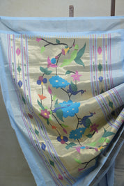 Sky Blue Cotton Paithani Saree - SRSBCPS530