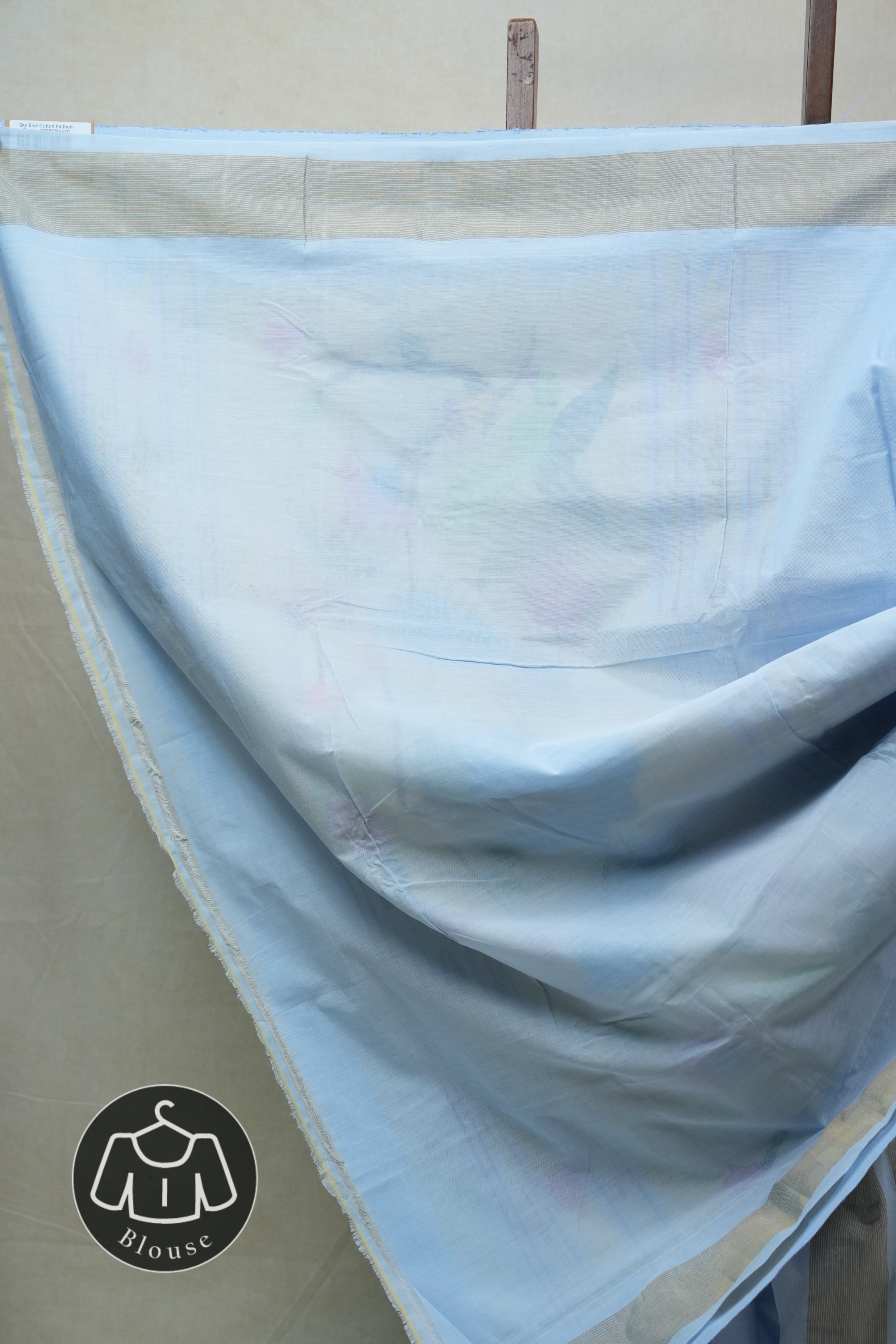 Sky Blue Cotton Paithani Saree - SRSBCPS530