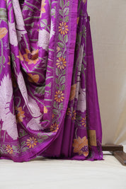 Purple Tussar Silk Saree - SRPTSS1392