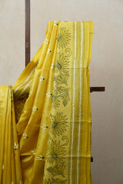 Yellow Tussar Silk Saree - SRYTSS1411