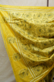 Yellow Tussar Silk Saree - SRYTSS1411