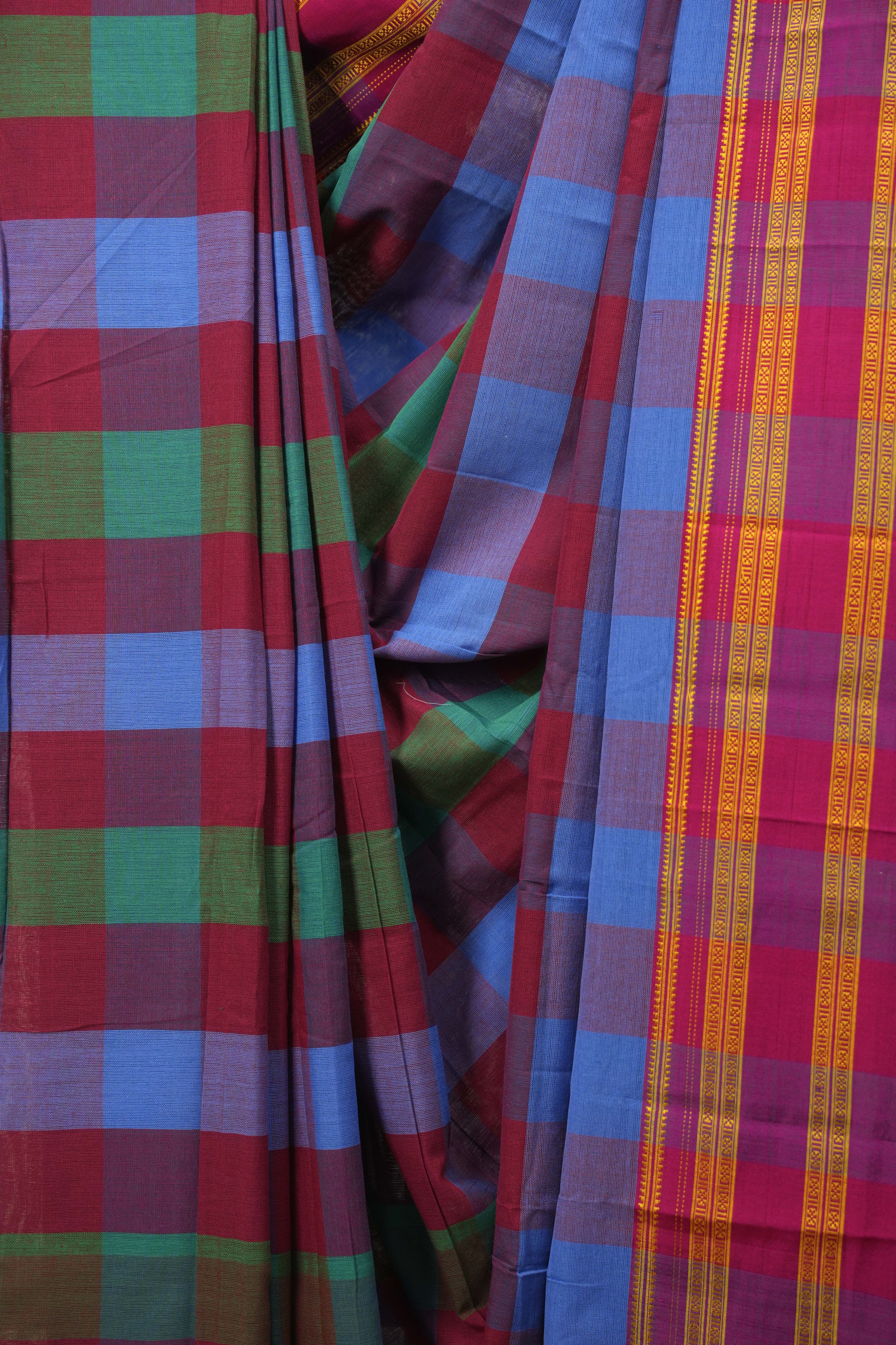 Multicolour Cotton IIkal Saree - SRMCIS1087