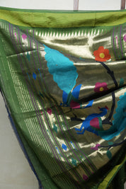 Olive Green Cotton Paithani Saree - SROGPCPS519