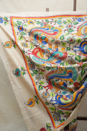 Cream Tussar Silk Saree - SRCTSS1388