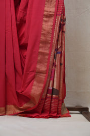 Red Cotton Paithani Saree - SRRCPS532