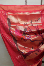 Red Cotton Paithani Saree - SRRCPS532