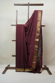 Maroon Cotton Paithani Saree - SRMCPS535
