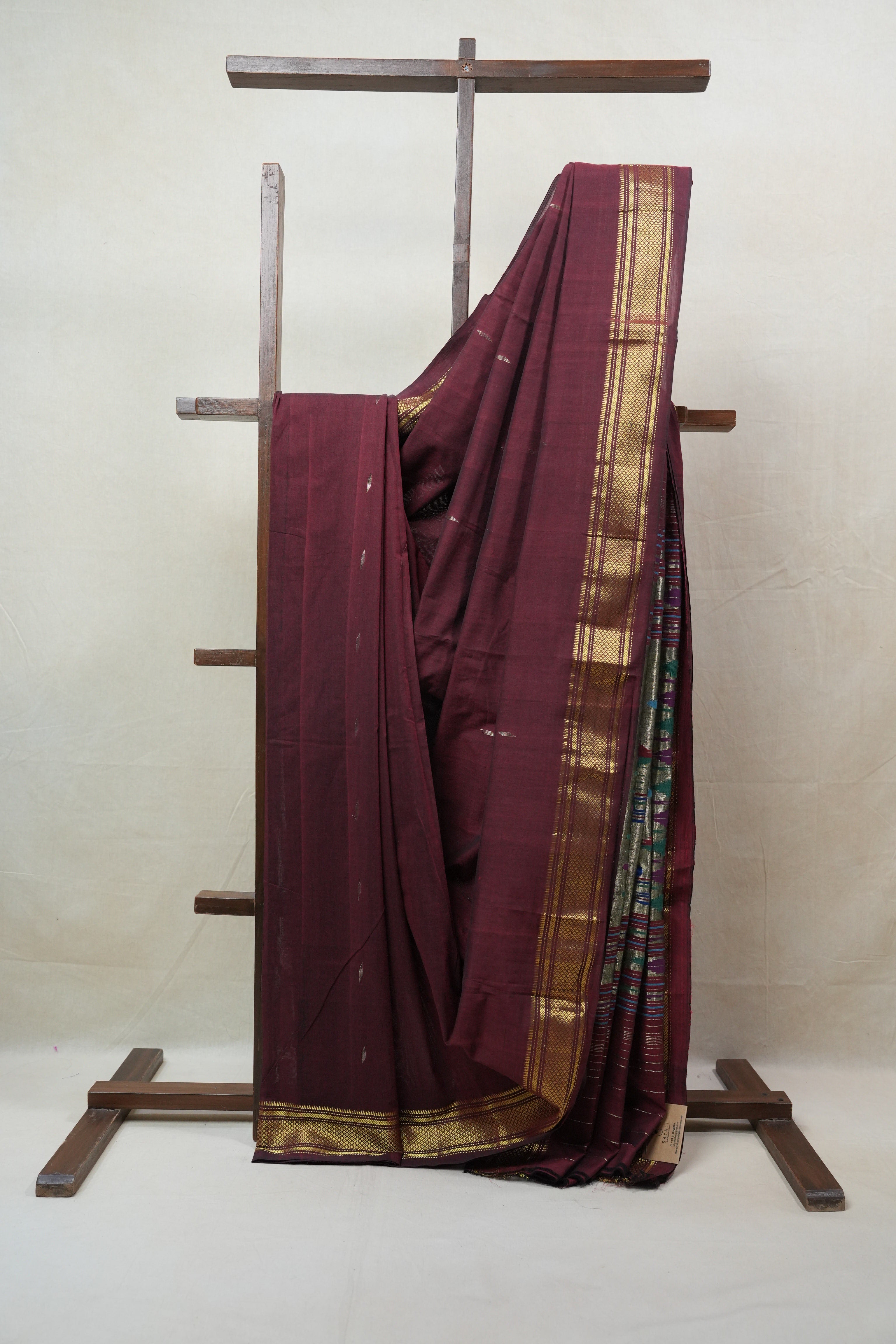 Maroon Cotton Paithani Saree - SRMCPS535