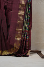 Maroon Cotton Paithani Saree - SRMCPS535