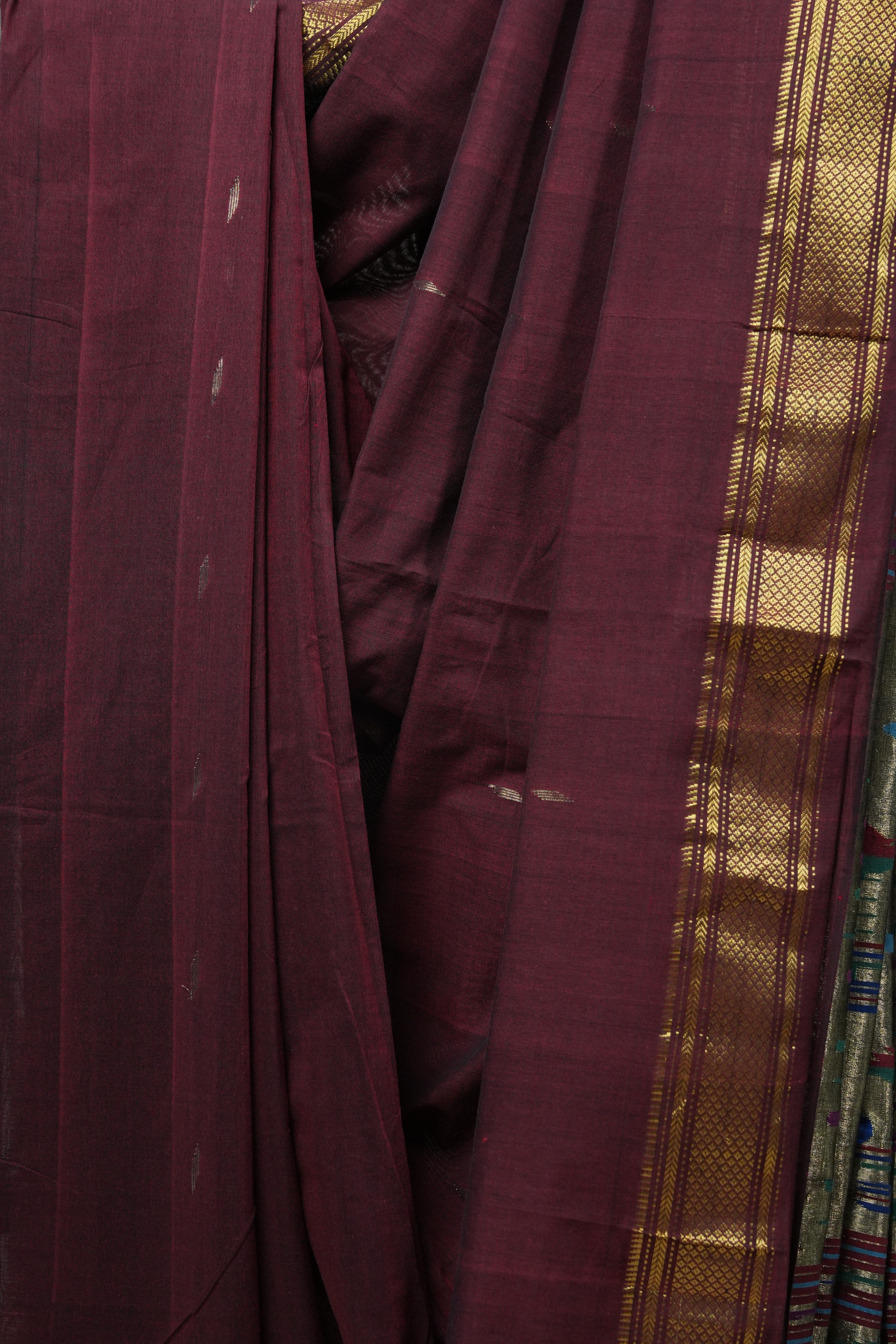 Maroon Cotton Paithani Saree - SRMCPS535