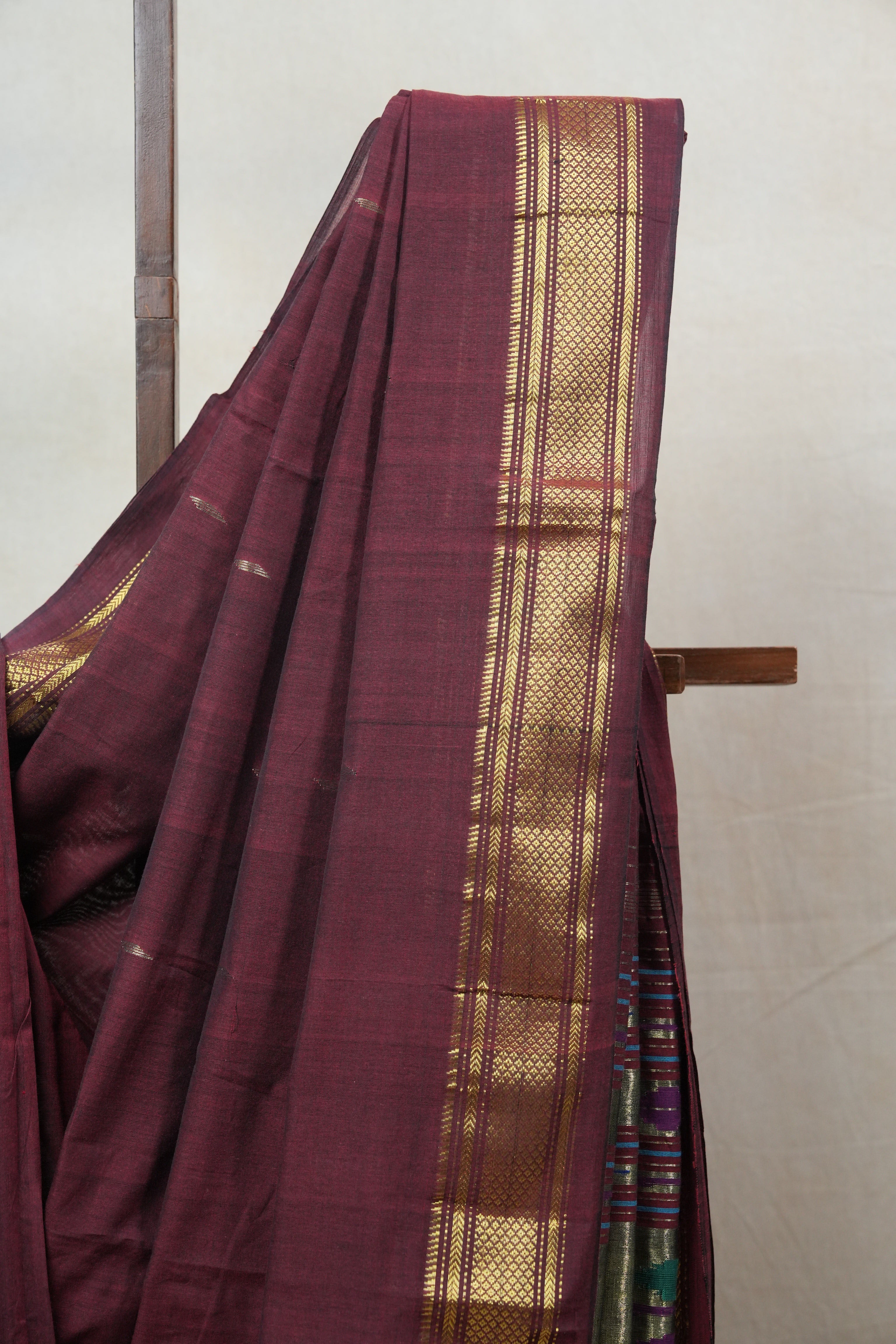 Maroon Cotton Paithani Saree - SRMCPS535