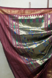 Maroon Cotton Paithani Saree - SRMCPS535