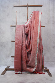 Red Tissue Metallic Linen Saree - SRRTMLS15