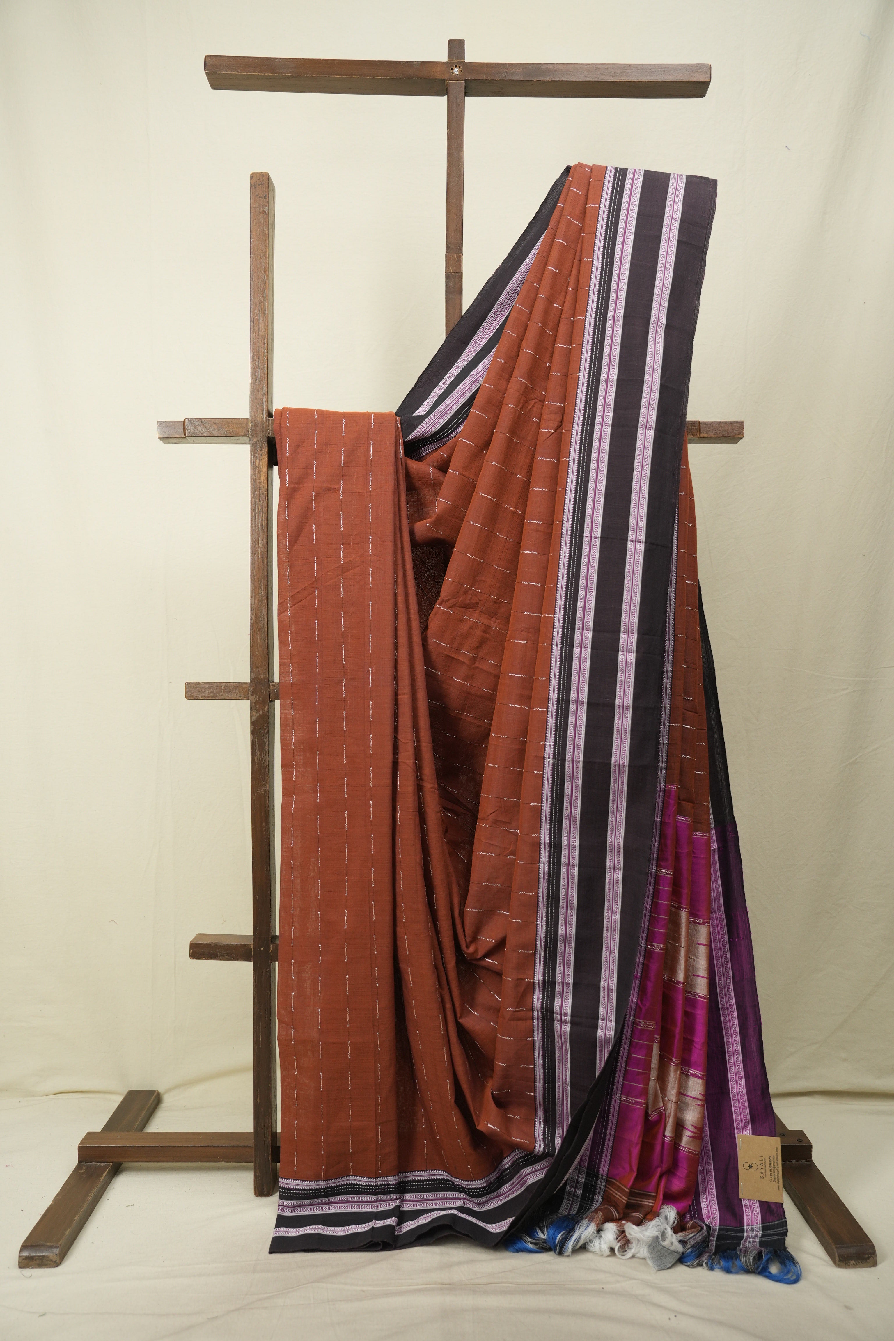 Rust Cotton IIkal Saree - SRRCIS1088