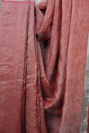 Red Tissue Metallic Linen Saree - SRRTMLS15