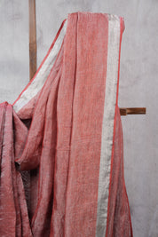 Red Tissue Metallic Linen Saree - SRRTMLS15